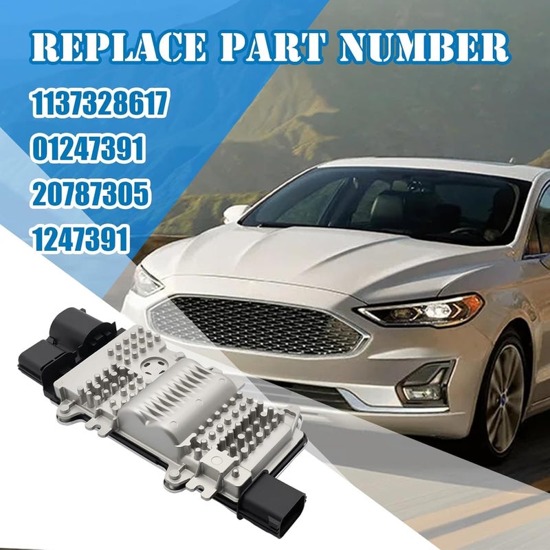 wfsulee Engine Radiator Cooling Fan Control Module Fit for Ford Fusion 2006-2020, Taurus 1986-2019, Flex, Police Interceptor Sedan, Special Service Police Sedan Replace for 01247391 20787305 1137328617 - Image 2